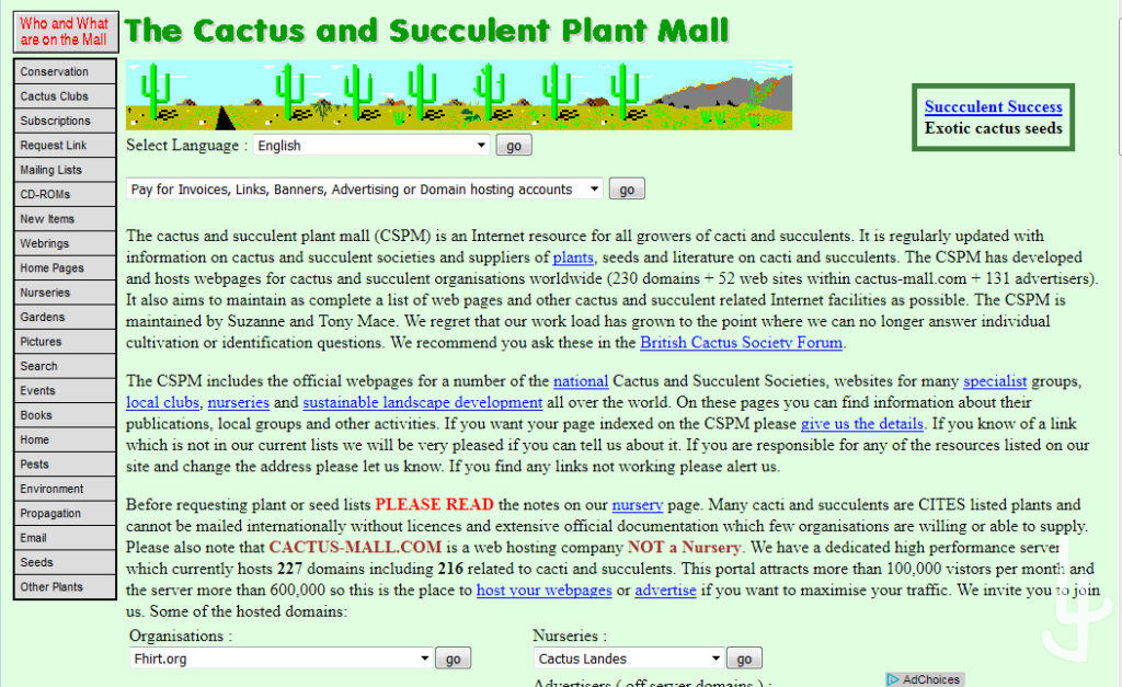 http://www.cactus-mall.com El mayor directorio de plantas suculentas de Internet.