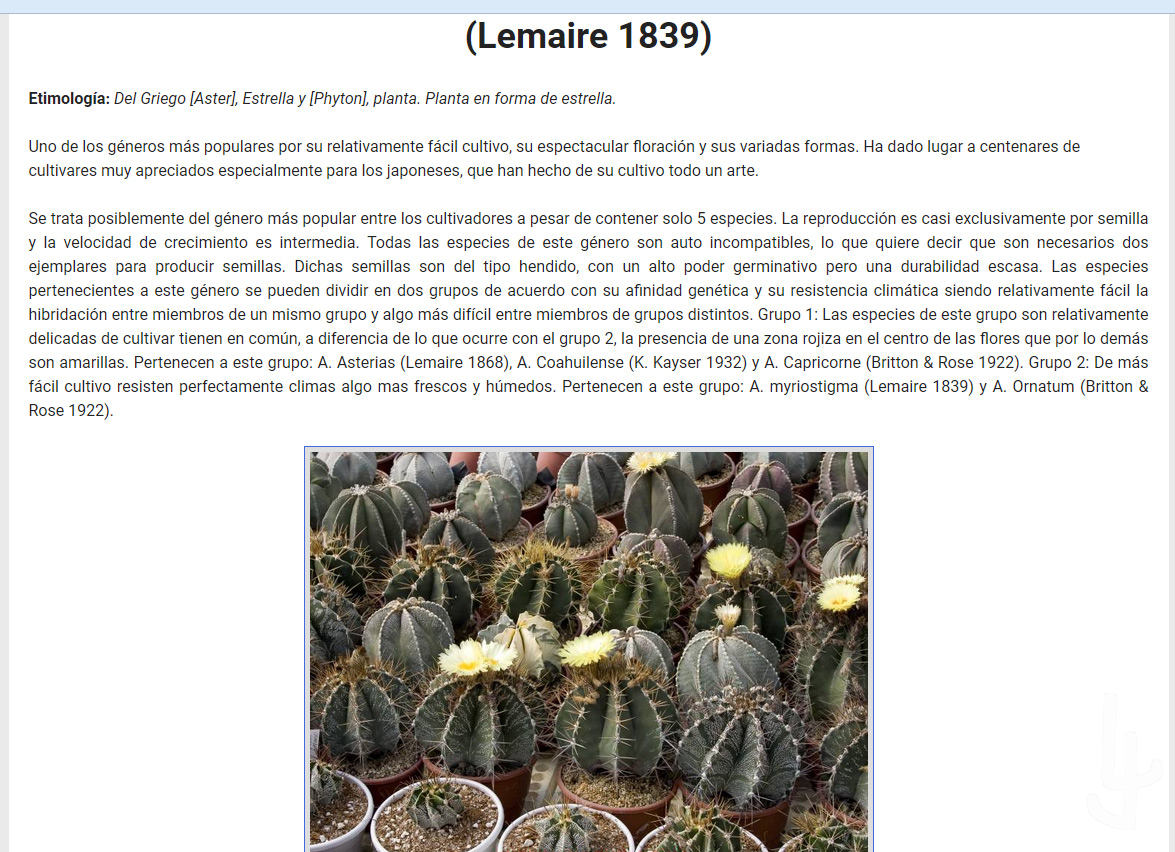 taxonomia.suculentas.com Sitio web especializado en información taxonómica de plantas suculentas.